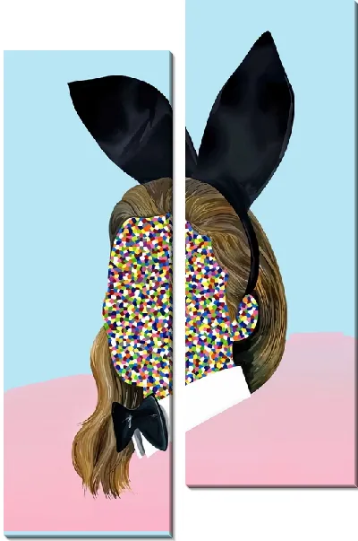 Модульная картина Девушка без лица с ушками Playboy