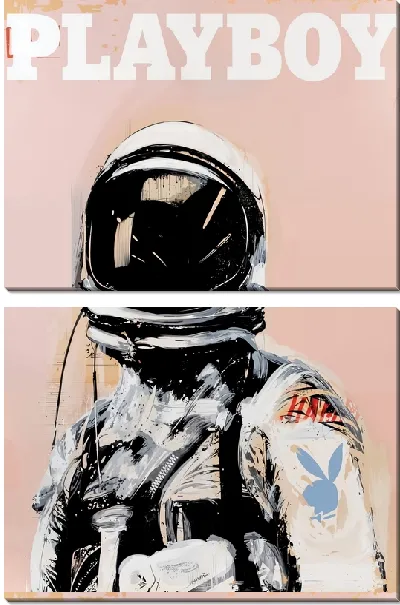 Модульная картина Playboy космонавт
