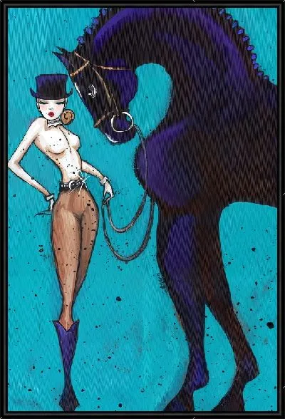 Картина Девушка ковбой и лошадь