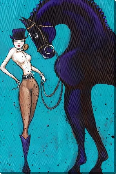 Картина маслом Девушка ковбой и лошадь