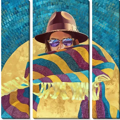 Девушка-ковбой в очках и шляпе