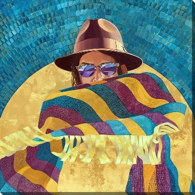 Девушка-ковбой в очках и шляпе