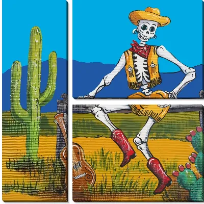 Модульная картина Скелет с гитарой