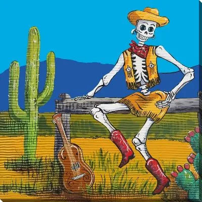 Картина маслом Скелет с гитарой