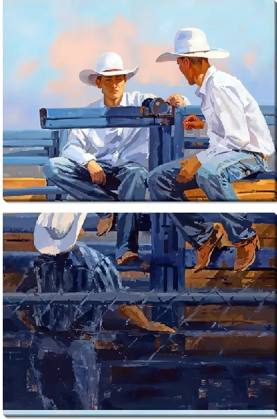 Модульная картина Три ковбоя