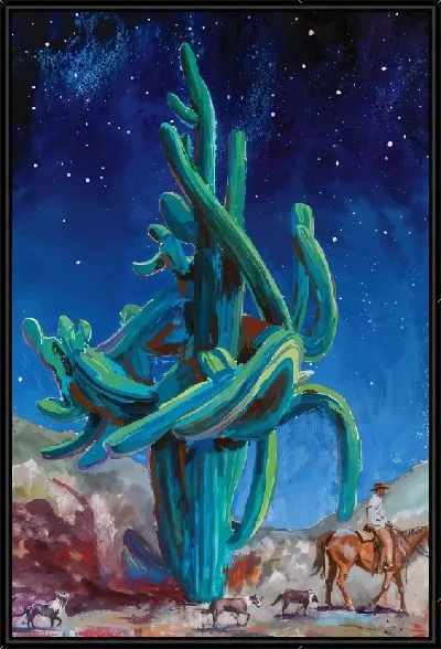 Картина Огромный кактус и ковбой