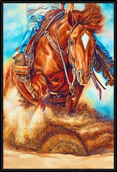 Картина Ковбой на лошади в песке