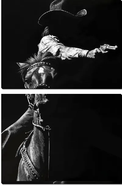 Модульная картина Ковбой и лошадь №4