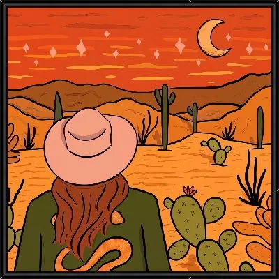 Девушка-ковбой в пустыне Мексики