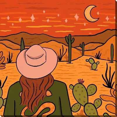 Девушка-ковбой в пустыне Мексики