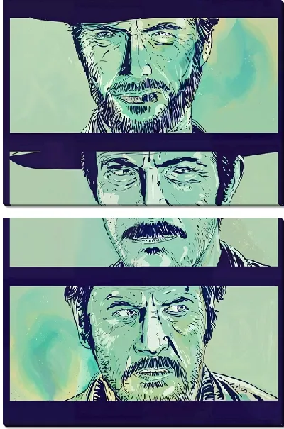 Модульная картина Портрет трех ковбоев