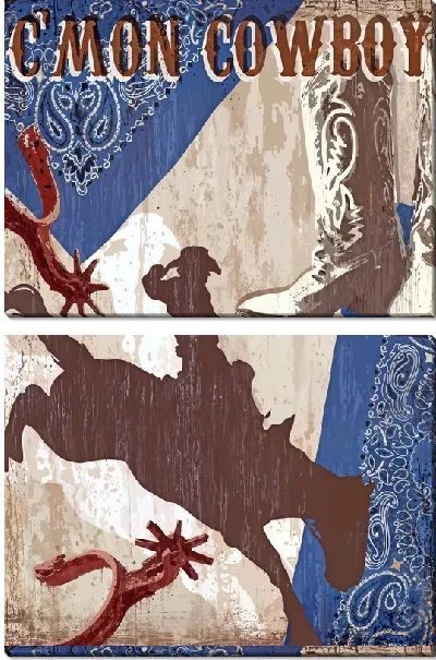 Модульная картина Ковбойский коллаж с сапогами