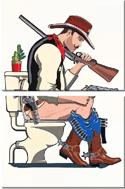 Модульная картина Ковбой в туалете