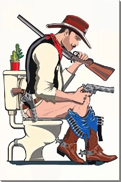 Картина маслом Ковбой в туалете