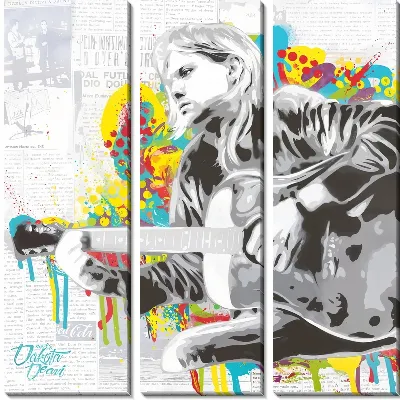 Модульная картина Курт Кобейн в стиле арт