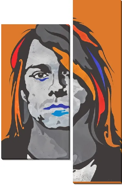 Модульная картина Курт Кобейн в стиле стрит-арт