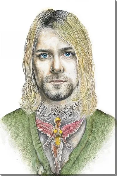 Постер Портрет Курта Кобейна в стиле рисунка