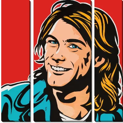 Модульная картина Улыбающийся Курт Кобейн (группа Нирвана)