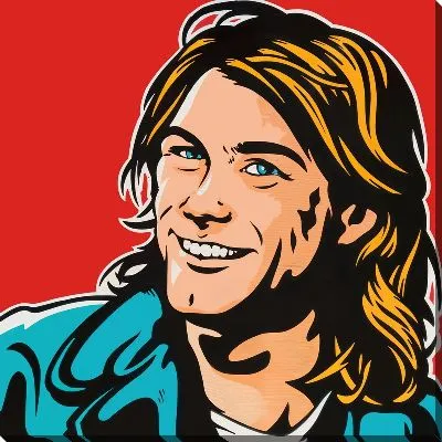 Картина маслом Улыбающийся Курт Кобейн (группа Нирвана)