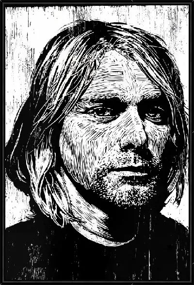 Картина Черно-белый портрет Курта Кобейна