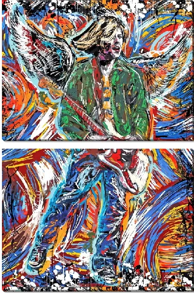 Модульная картина Курт Кобейн с гитарой и крыльями