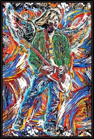 Картина Курт Кобейн с гитарой и крыльями