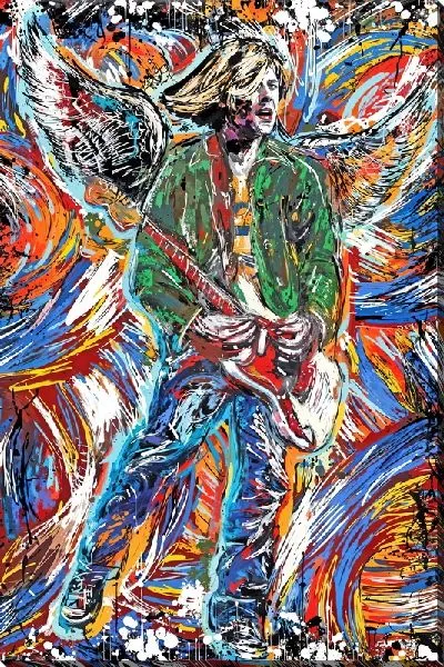 Картина маслом Курт Кобейн с гитарой и крыльями