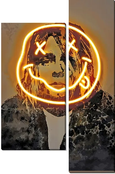 Модульная картина Смайлик на лице Курта Кобейна из группы Нирвана