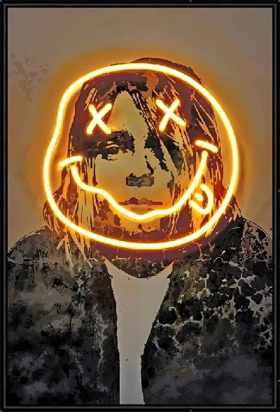 Картина Смайлик на лице Курта Кобейна из группы Нирвана