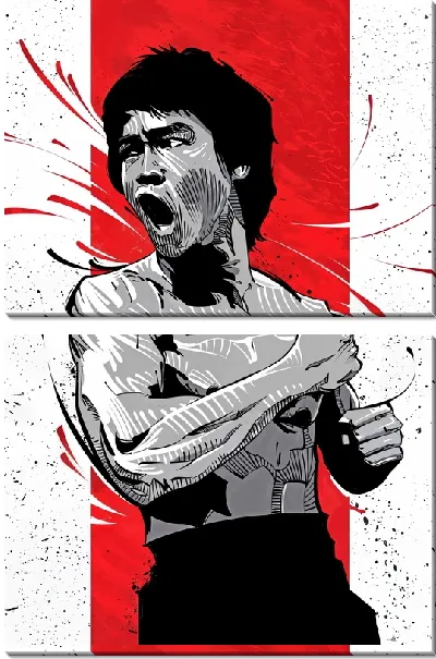 Модульная картина Брюс Ли в японском стиле