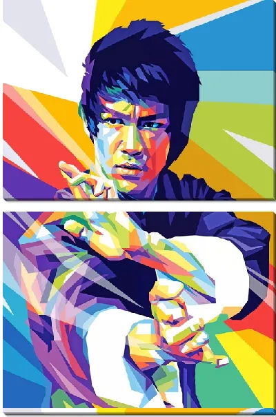 Модульная картина Кунг-фу в исполнении Брюса Ли