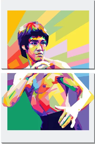 Модульная картина Брюс Ли в стиле поп-арт портрета