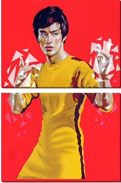 Модульная картина Брюс Ли и могучий кунг-фу