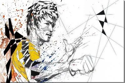 Картина маслом Полигональный портрет Брюса Ли