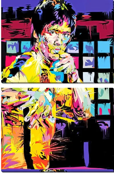 Модульная картина Брюс Ли в стиле арт мастихин