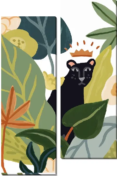 Модульная картина Пантера с короной