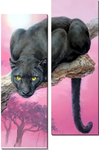 Модульная картина Пантера на ветке
