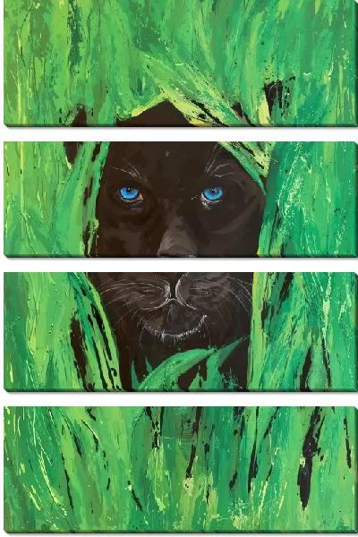 Модульная картина Пантера в траве