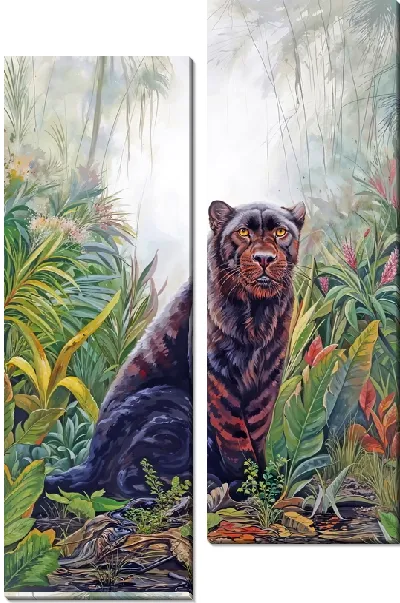 Модульная картина Пантера в джунгялх
