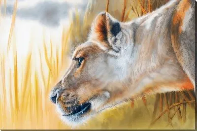 Картина маслом Львица на охоте