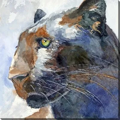 Картина маслом Портрет пантеры в акварельной технике