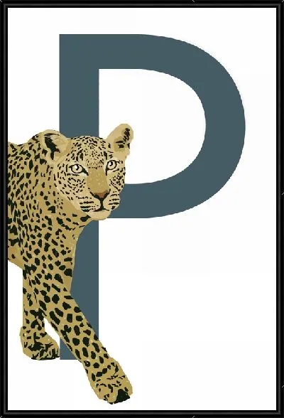Картина Леопард на фоне буквы Р