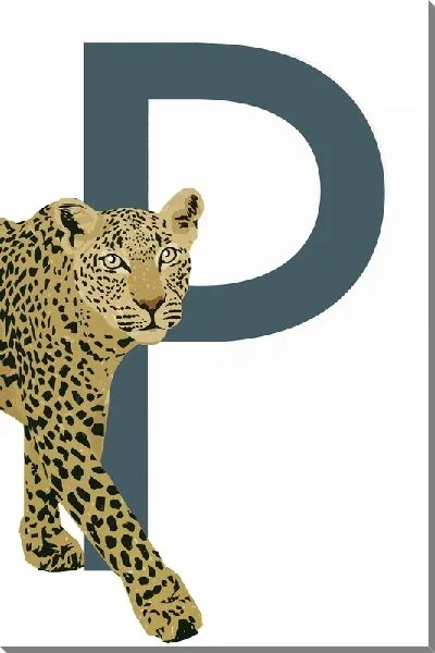 Картина маслом Леопард на фоне буквы Р