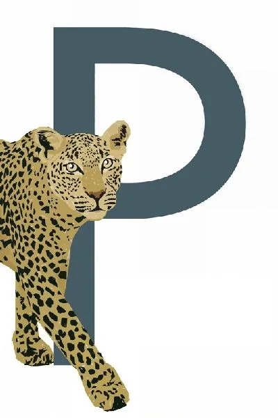 Плакат Леопард на фоне буквы Р