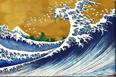 Картина маслом Волна по-японски