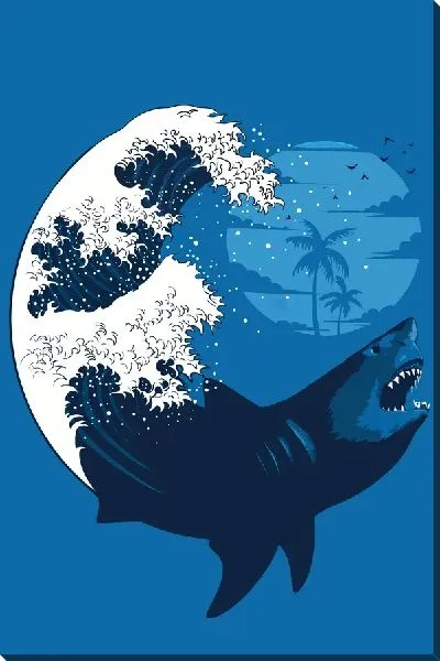 Картина маслом Волна и акула