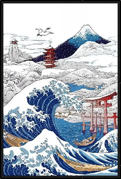 Картина Японский мотив с волной
