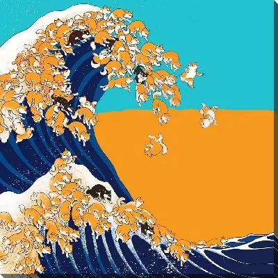 Картина маслом Волны с собаками