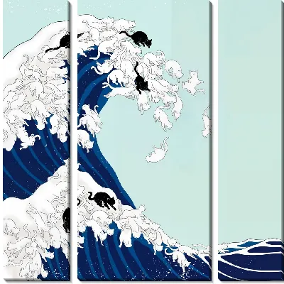 Модульная картина Волны с кошками