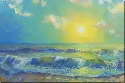 Картина маслом Солнце над волнами